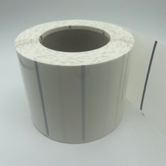 80mm Round Clear Polypropylene Labels with Black Scan Marks on Rolls x 500