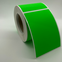 Green Fluorescent Labels on Rolls 75mm x 75mm